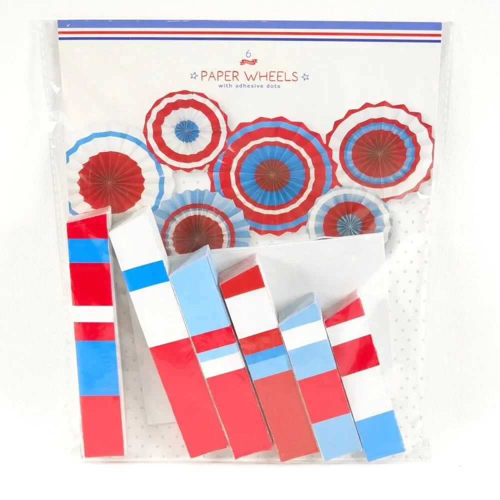 3 Pack Target Crepe Paper Party Wheels Red‎ White And Blue 50 in. (1.27cm) NEW